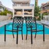 MEOOEM Stackable Metal Outdoor Dining Chairs Set of 6 Patio Bistro Chairs with Armrest Supports 300 LBS for Garden Poolside Backyard Classical Black