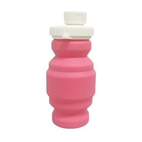Portable Silicone Folding Cup 320ml Mini Outdoor Picnic Tableware Box Travel Coffee Retractable Wine Glass (Color: pink)