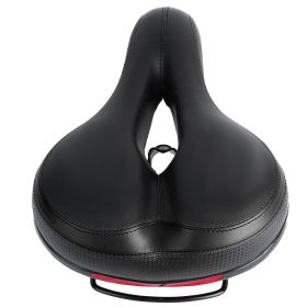 Bike Seat Water Resistant Comfortable Bicycle Padded Saddle Wear Resistant Hollow Leather Seat Cushion (Color: Black)