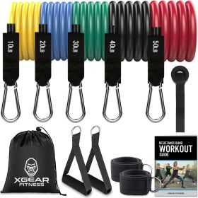 Exercise Resistance Band Set with Handles (11pc Set) (Color: Black|White)